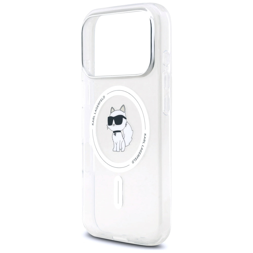 Калъф MagSafe за Apple iPhone 17 Pro, Karl Lagerfeld, IML Logo Choupette, Прозрачен