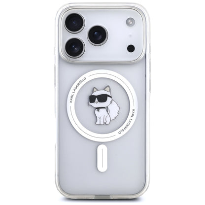 Калъф MagSafe за Apple iPhone 17 Pro, Karl Lagerfeld, IML Logo Choupette, Прозрачен