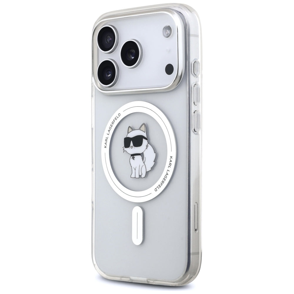 Калъф MagSafe за Apple iPhone 17 Pro, Karl Lagerfeld, IML Logo Choupette, Прозрачен