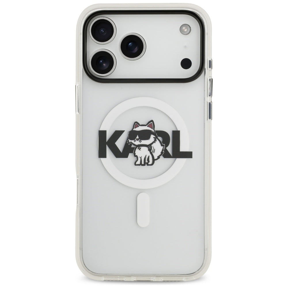 Калъф MagSafe за Apple iPhone 17 Pro, Karl Lagerfeld, IML Sketch Logo Choupette, Прозрачен