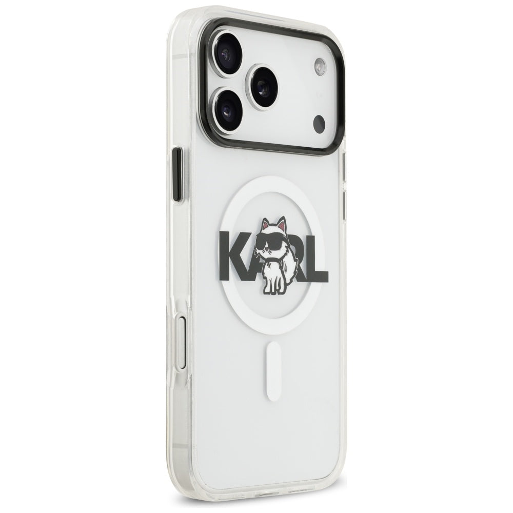 Калъф MagSafe за Apple iPhone 17 Pro, Karl Lagerfeld, IML Sketch Logo Choupette, Прозрачен