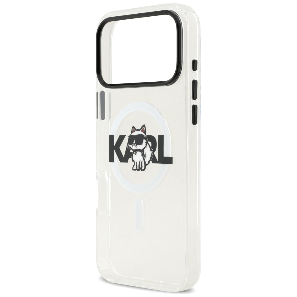 Калъф MagSafe за Apple iPhone 17 Pro, Karl Lagerfeld, IML Sketch Logo Choupette, Прозрачен
