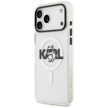 Калъф MagSafe за Apple iPhone 17 Pro, Karl Lagerfeld, IML Sketch Logo Choupette, Прозрачен