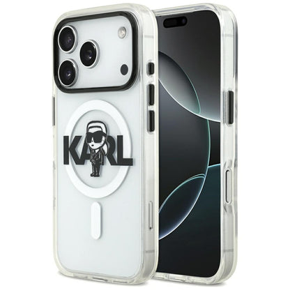 Калъф MagSafe за Apple iPhone 17 Pro, Karl Lagerfeld, IML Sketch Logo Karl, Прозрачен