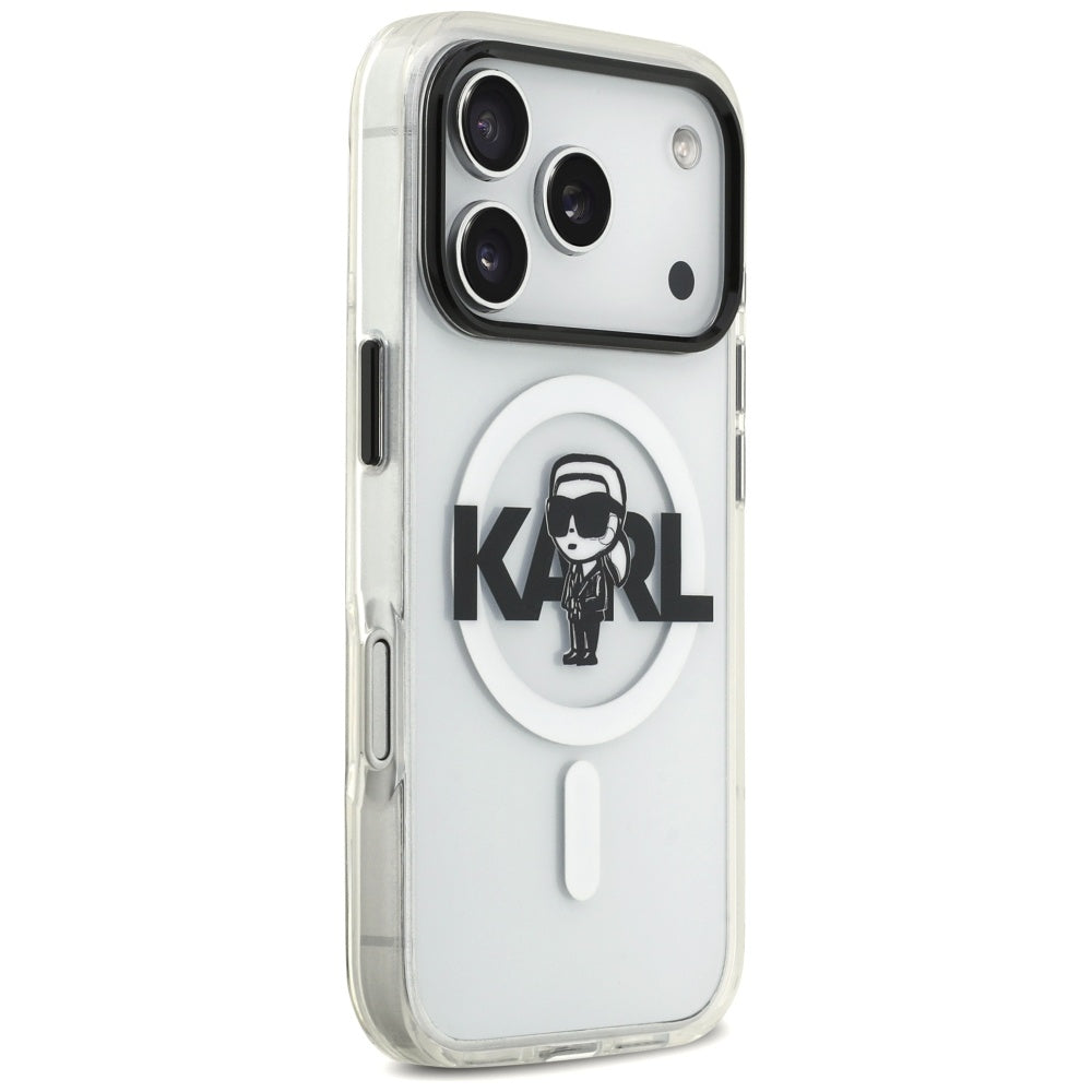 Калъф MagSafe за Apple iPhone 17 Pro, Karl Lagerfeld, IML Sketch Logo Karl, Прозрачен