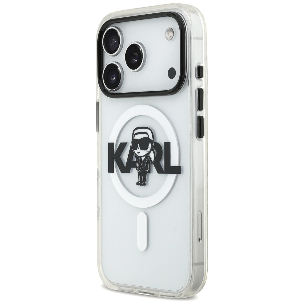 Калъф MagSafe за Apple iPhone 17 Pro, Karl Lagerfeld, IML Sketch Logo Karl, Прозрачен