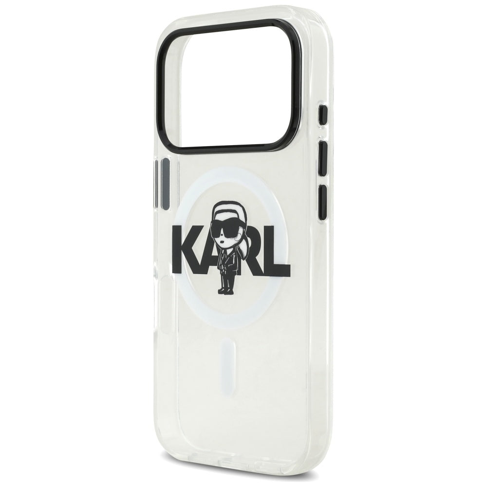 Калъф MagSafe за Apple iPhone 17 Pro, Karl Lagerfeld, IML Sketch Logo Karl, Прозрачен