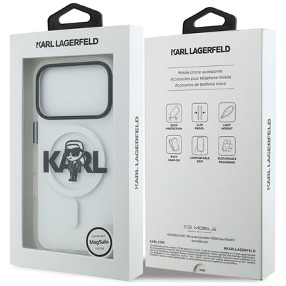 Калъф MagSafe за Apple iPhone 17 Pro, Karl Lagerfeld, IML Sketch Logo Karl, Прозрачен