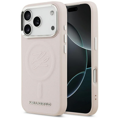 Калъф MagSafe за Apple iPhone 17 Pro, Karl Lagerfeld, Initial & Metal Logo, Розов