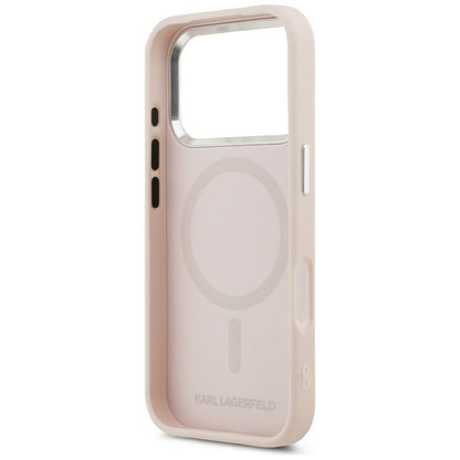 Калъф MagSafe за Apple iPhone 17 Pro, Karl Lagerfeld, Initial & Metal Logo, Розов