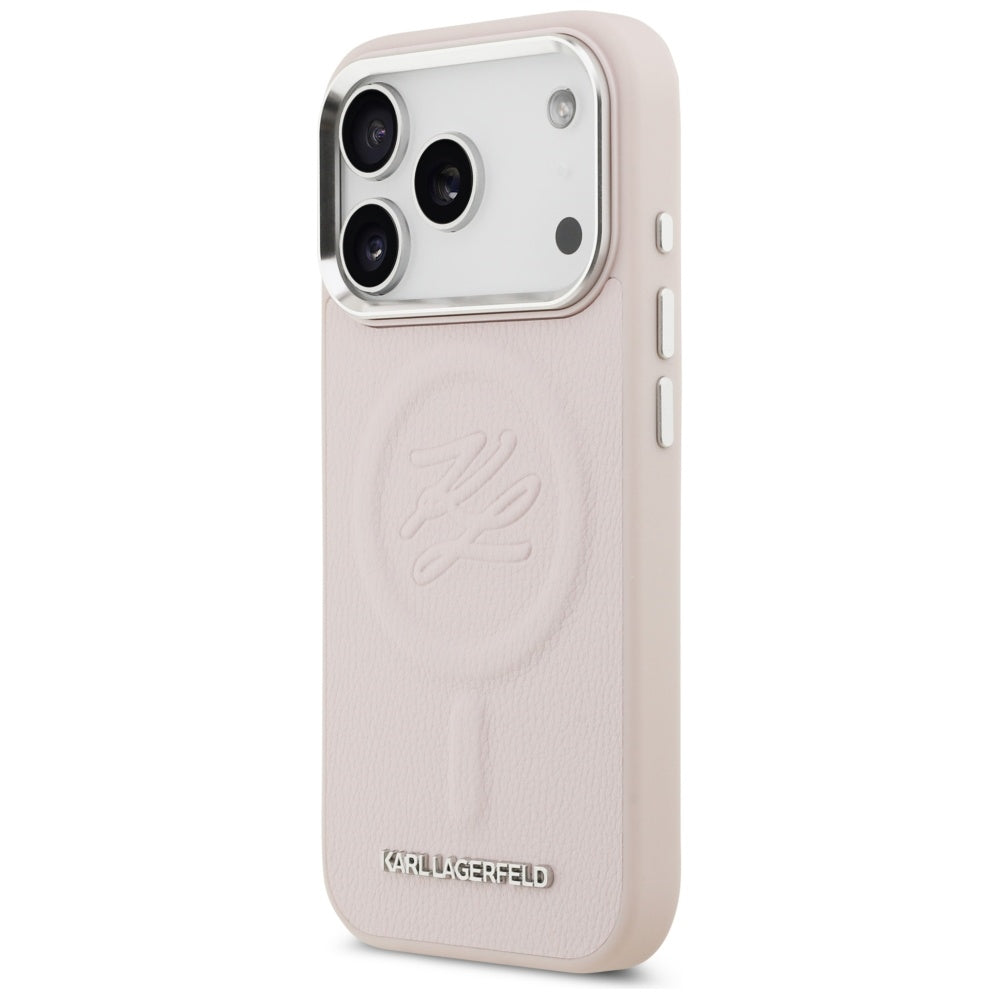 Калъф MagSafe за Apple iPhone 17 Pro, Karl Lagerfeld, Initial & Metal Logo, Розов