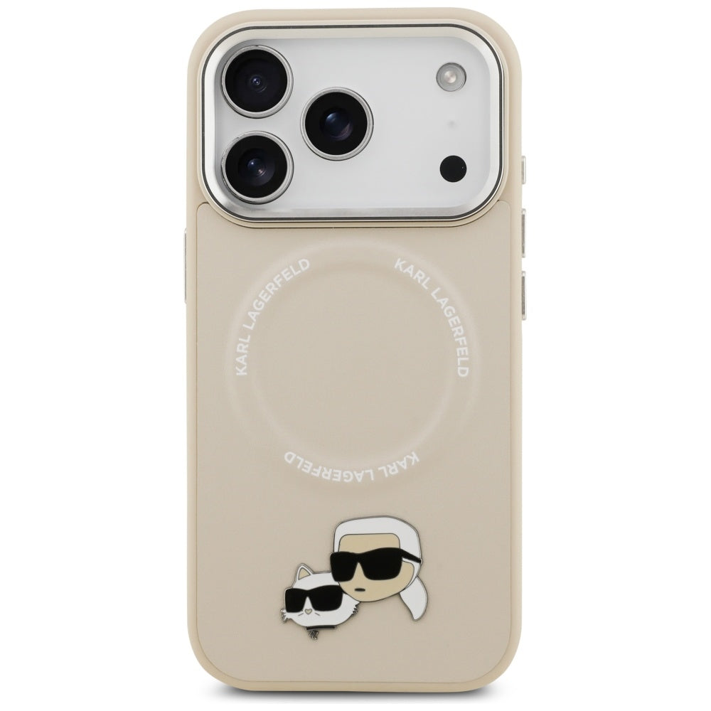 Калъф MagSafe за Apple iPhone 17 Pro, Karl Lagerfeld, Karl & Choupette Pins, Бежов