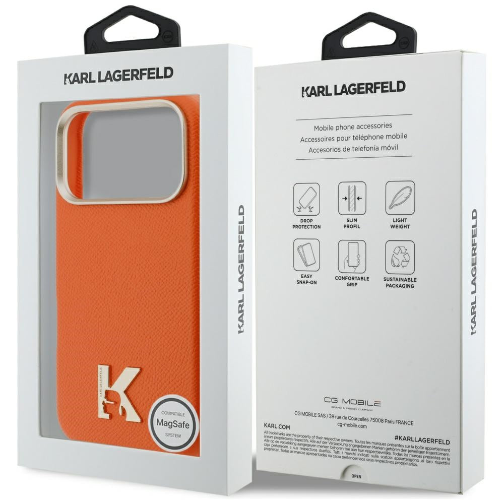 MagSafe Case for Apple iPhone 17 Pro, Karl Lagerfeld, Karl Head Logo, Orange