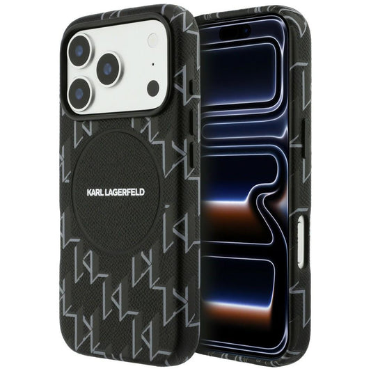 Калъф MagSafe за Apple iPhone 17 Pro, Karl Lagerfeld, KL Monogram Logo, Черен