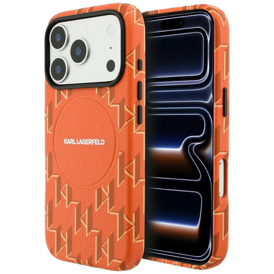 Калъф MagSafe за Apple iPhone 17 Pro, Karl Lagerfeld, KL Monogram Logo, Оранжев