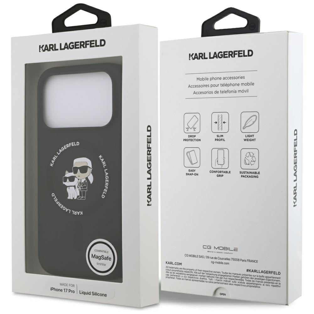Калъф MagSafe за Apple iPhone 17 Pro, Karl Lagerfeld, Ring Karl & Choupette, Черен