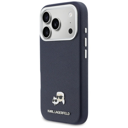 Калъф MagSafe за Apple iPhone 17 Pro, Karl Lagerfeld, Saffiano Karl & Choupette Pins, Син