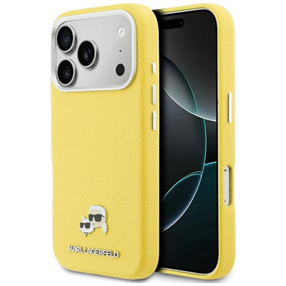 Калъф MagSafe за Apple iPhone 17 Pro, Karl Lagerfeld, Saffiano Karl & Choupette Pins, Жълт