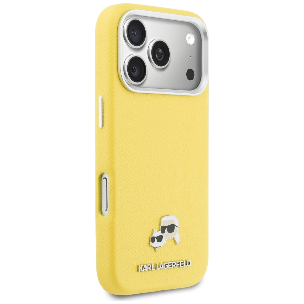 Калъф MagSafe за Apple iPhone 17 Pro, Karl Lagerfeld, Saffiano Karl & Choupette Pins, Жълт