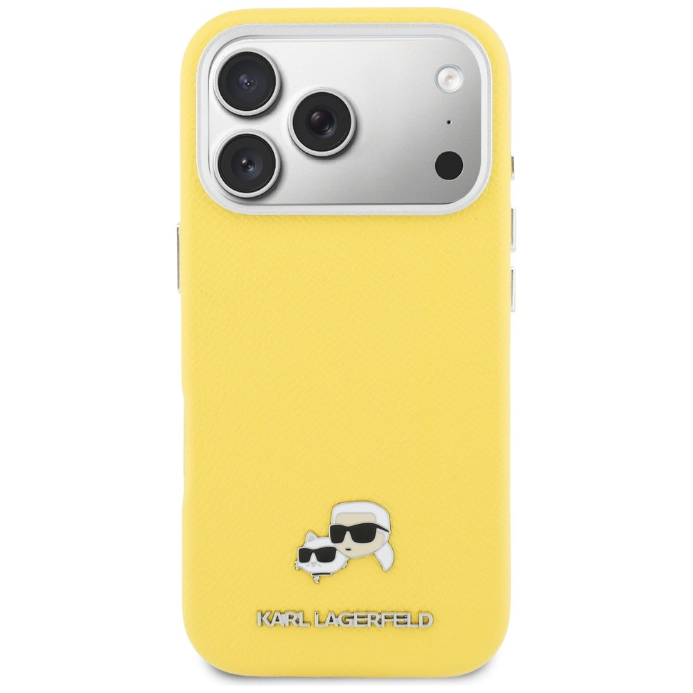 Калъф MagSafe за Apple iPhone 17 Pro, Karl Lagerfeld, Saffiano Karl & Choupette Pins, Жълт
