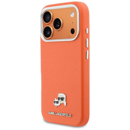 Калъф MagSafe за Apple iPhone 17 Pro, Karl Lagerfeld, Saffiano Karl & Choupette Pins, Оранжев