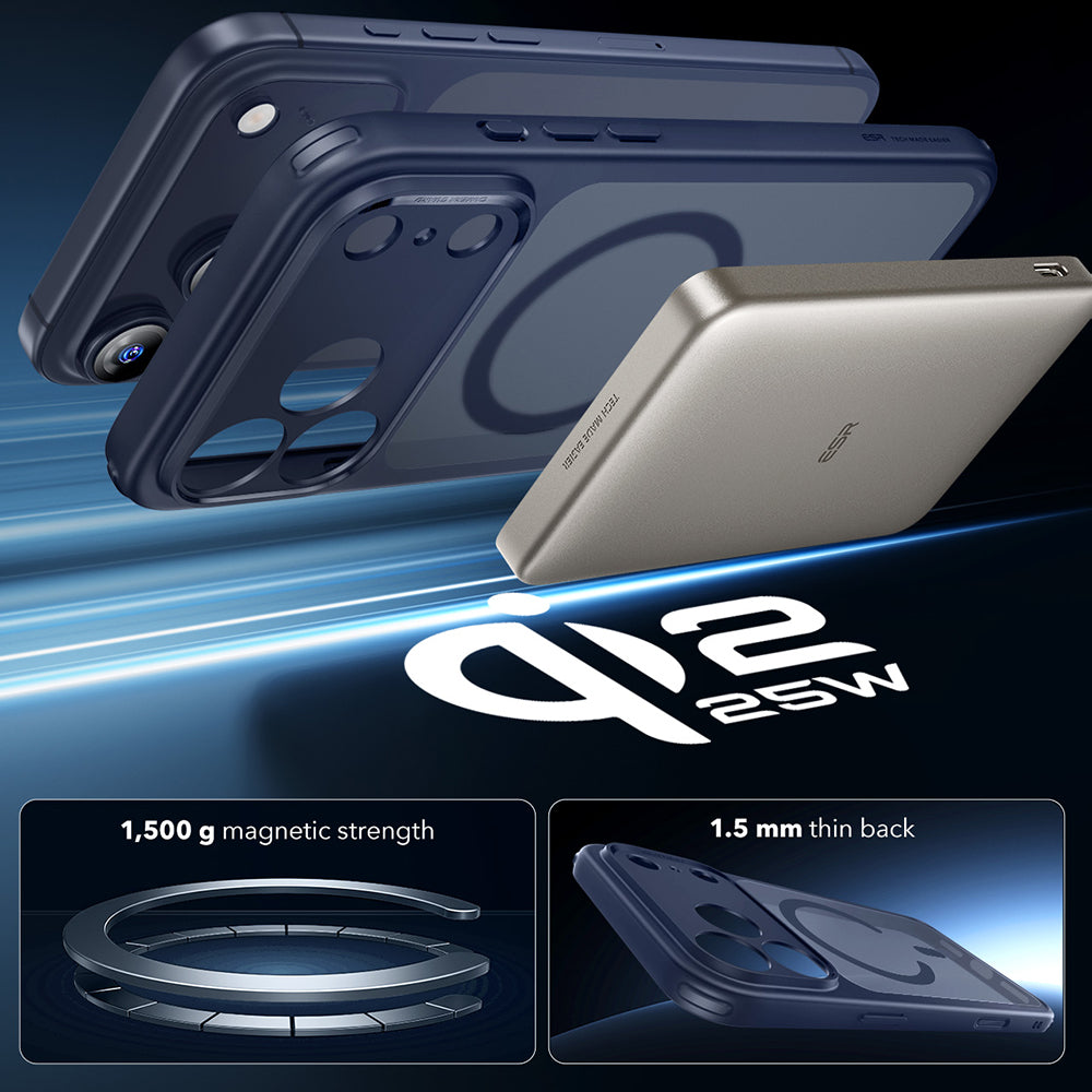 Калъф MagSafe за Apple iPhone 17 Pro Max, ESR, Classic Hybrid, Сатенено син