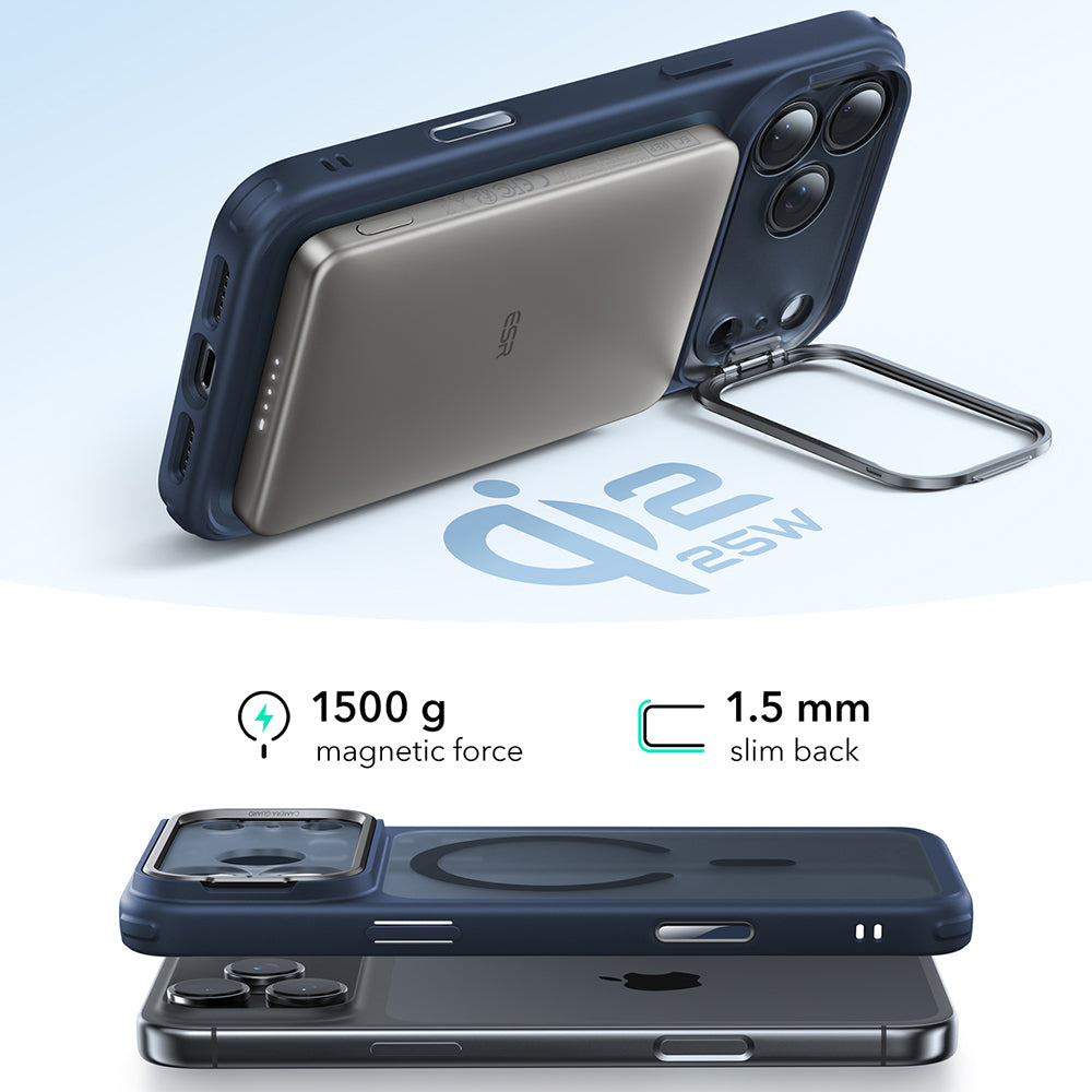 Калъф MagSafe за Apple iPhone 17 Pro Max, ESR, Classic Hybrid Kickstand, Сатенено син