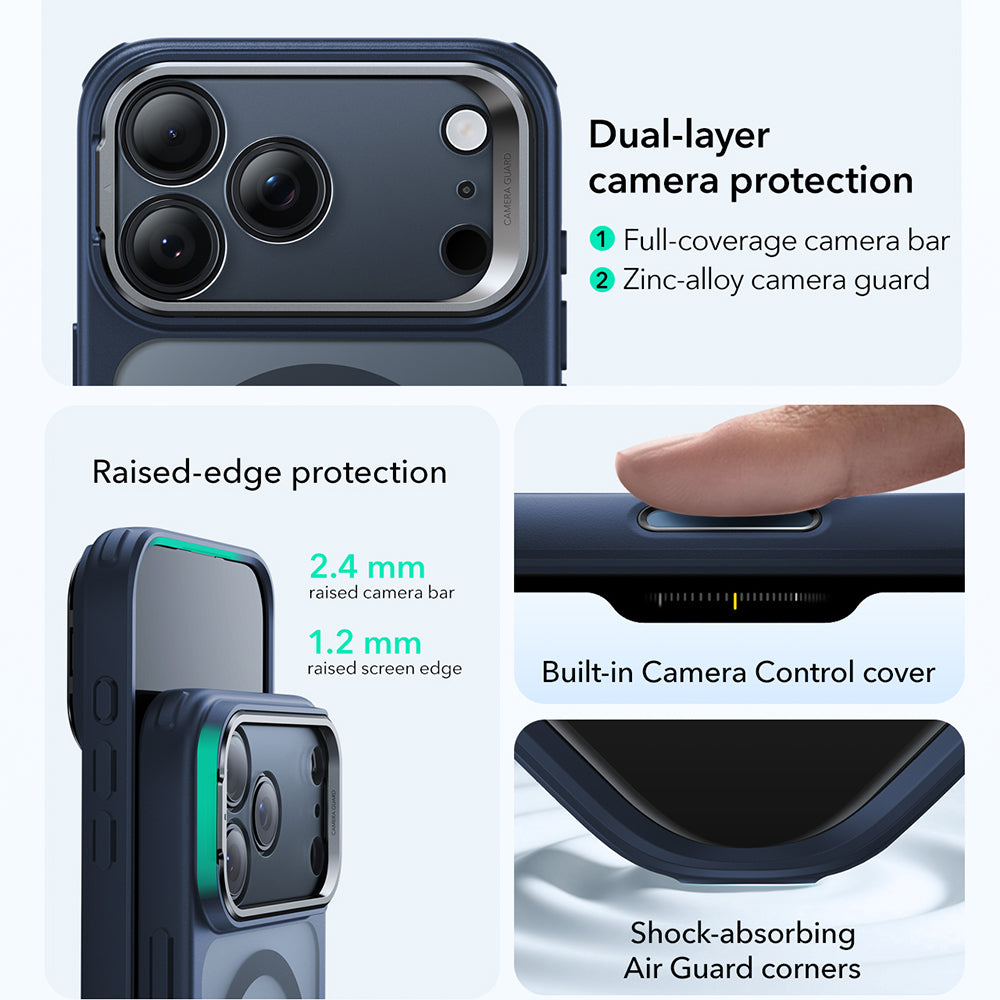 Калъф MagSafe за Apple iPhone 17 Pro Max, ESR, Classic Hybrid Kickstand, Сатенено син