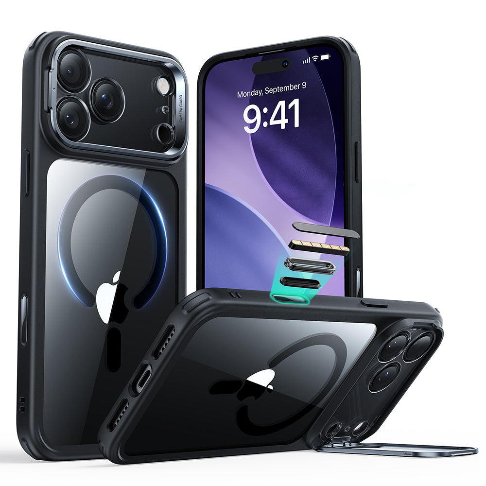Калъф MagSafe за Apple iPhone 17 Pro Max, ESR, Classic Hybrid Kickstand, Прозрачен Черен