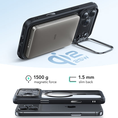 Калъф MagSafe за Apple iPhone 17 Pro Max, ESR, Classic Hybrid Kickstand, Прозрачен Черен