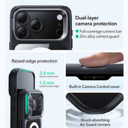 Калъф MagSafe за Apple iPhone 17 Pro Max, ESR, Classic Hybrid Kickstand, Прозрачен Черен