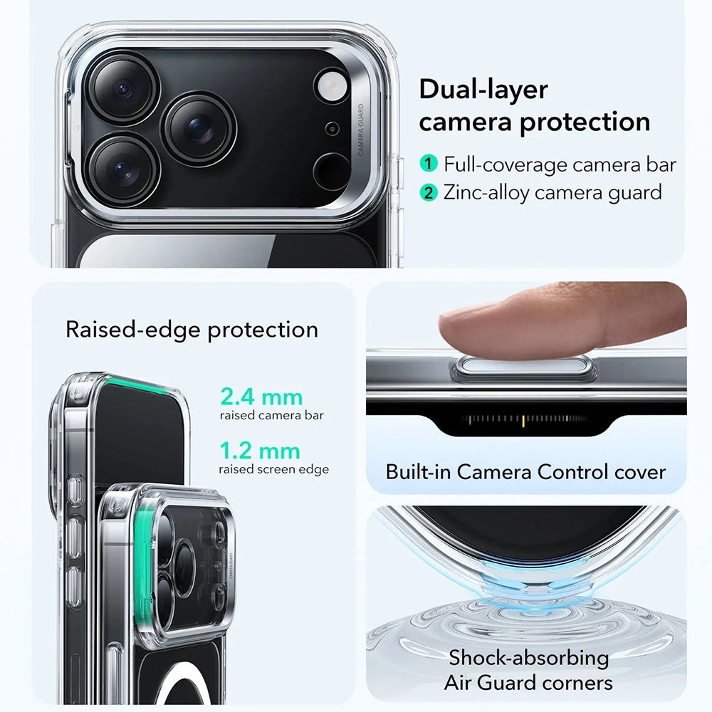Калъф MagSafe за Apple iPhone 17 Pro Max, ESR, Classic Hybrid Kickstand, Прозрачен