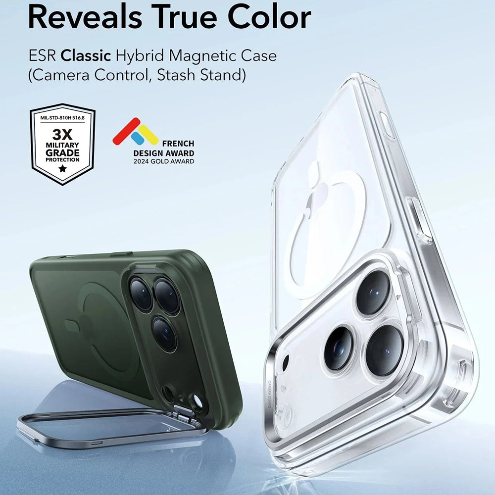 Калъф MagSafe за Apple iPhone 17 Pro Max, ESR, Classic Hybrid Kickstand, Сатенено зелен