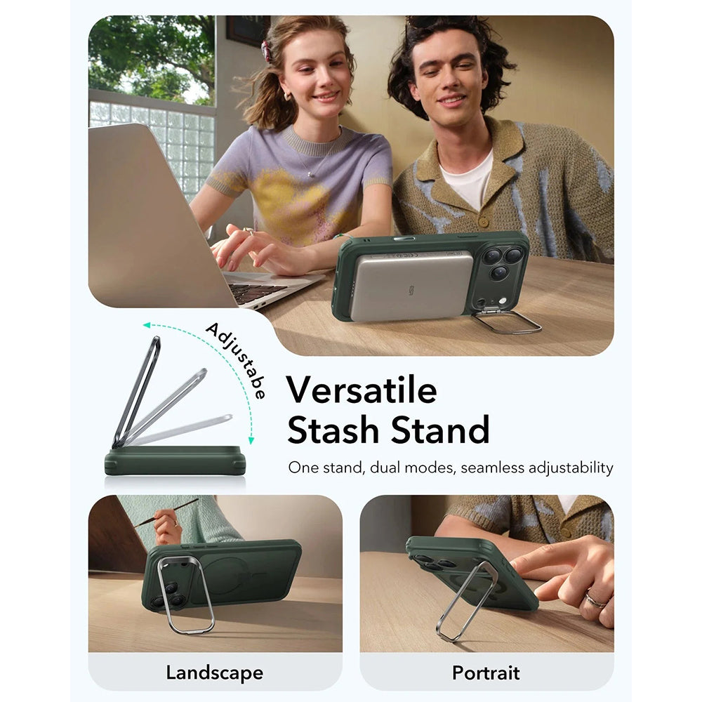 Калъф MagSafe за Apple iPhone 17 Pro Max, ESR, Classic Hybrid Kickstand, Сатенено зелен