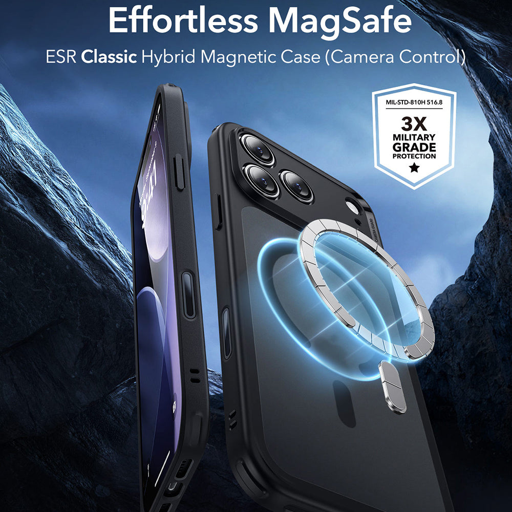 Калъф MagSafe за Apple iPhone 17 Pro Max, ESR, Classic Hybrid, Сатенено черен