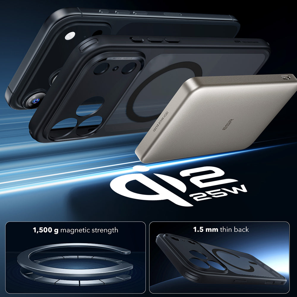 Калъф MagSafe за Apple iPhone 17 Pro Max, ESR, Classic Hybrid, Сатенено черен