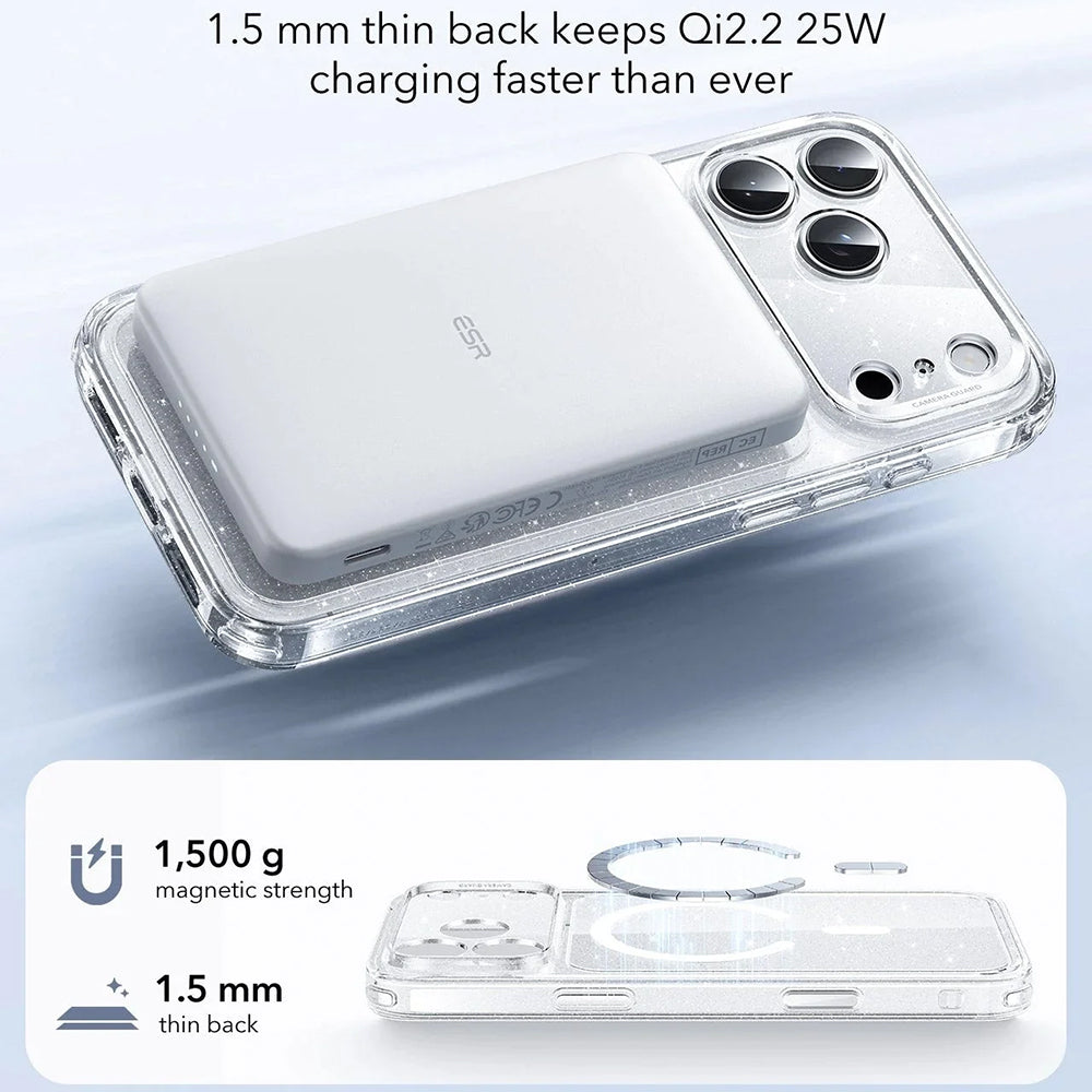 Калъф MagSafe за Apple iPhone 17 Pro Max, ESR, Classic Hybrid Shimmer, Прозрачен