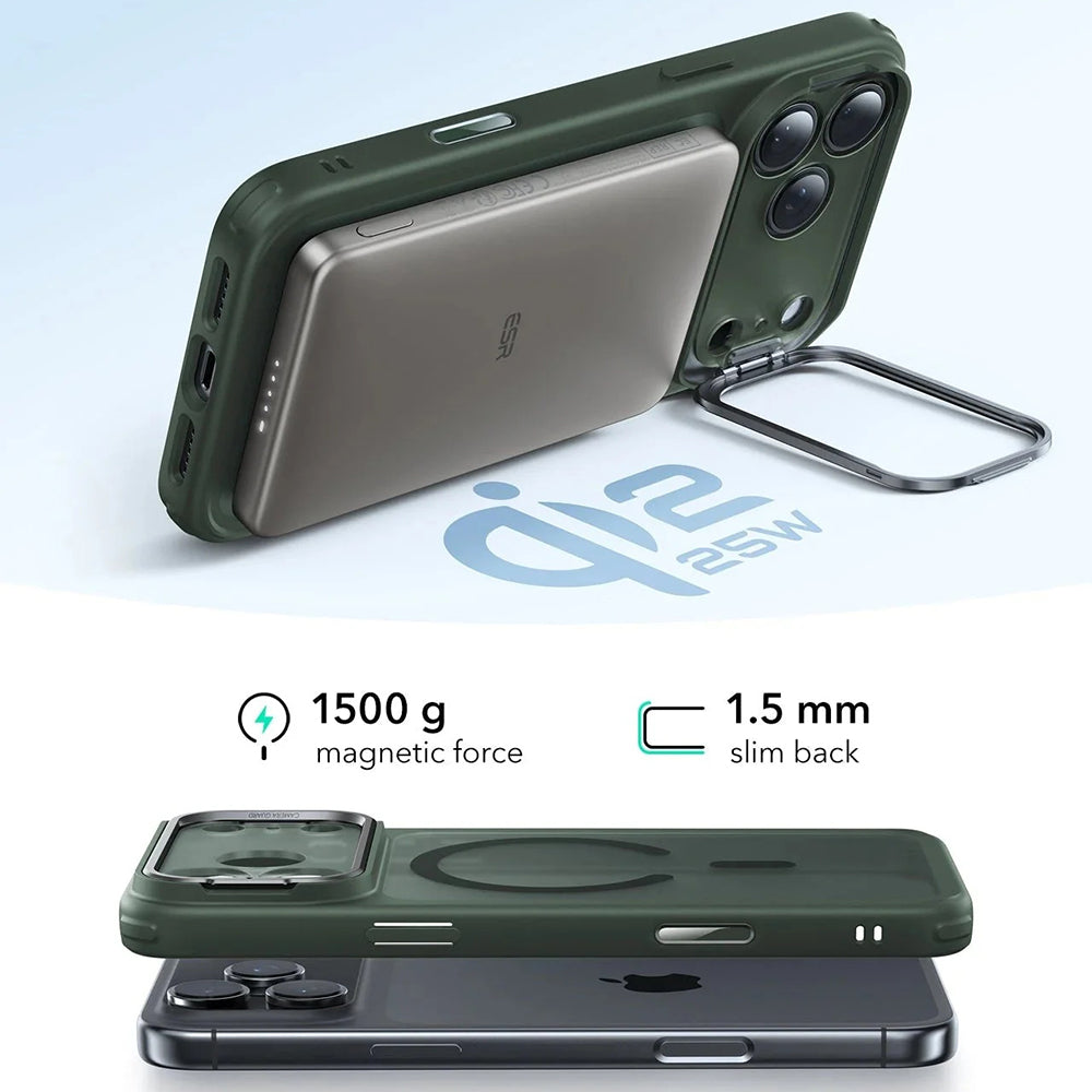 Калъф MagSafe за Apple iPhone 17 Pro Max, ESR, Classic Hybrid, Сатенено зелен