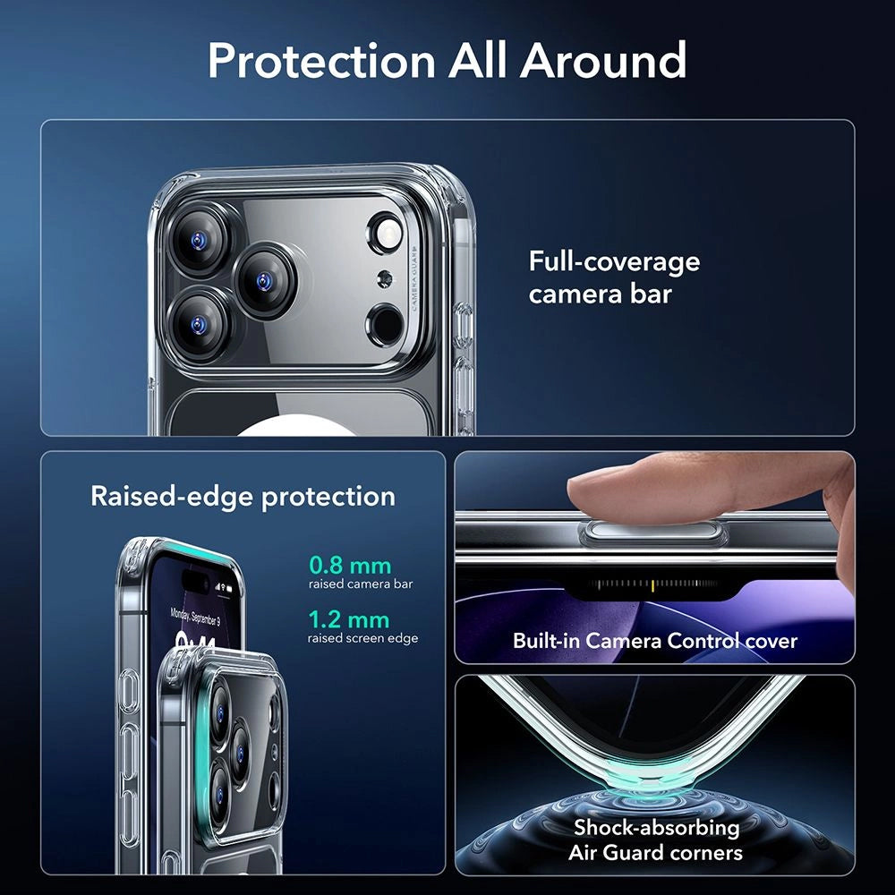 Калъф MagSafe за Apple iPhone 17 Pro Max, ESR, Classic Hybrid със защита за екрана, Прозрачен
