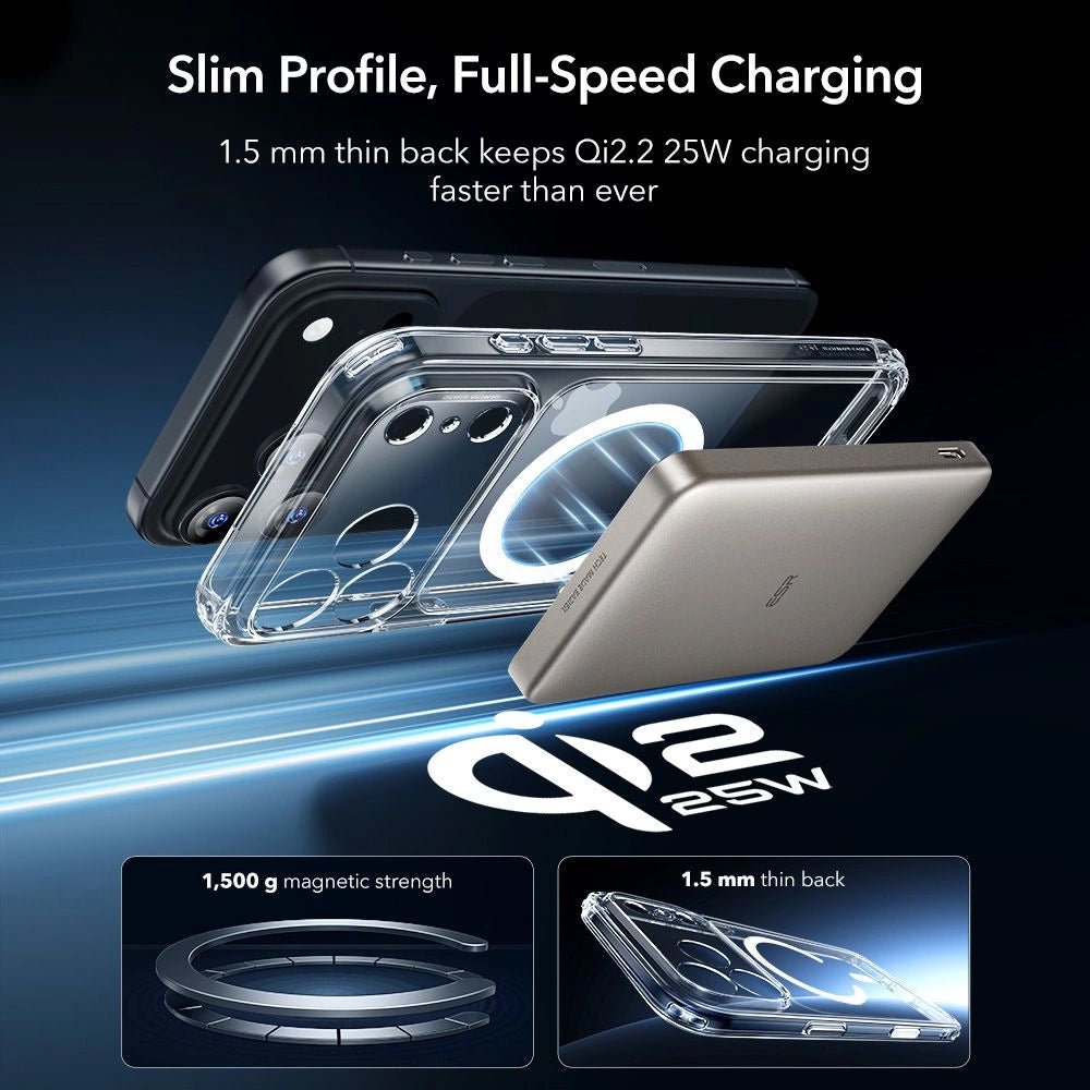 Калъф MagSafe за Apple iPhone 17 Pro Max, ESR, Classic Hybrid със защита за екрана, Прозрачен