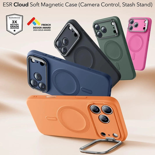 Калъф MagSafe за Apple iPhone 17 Pro Max, ESR, Cloud Soft Kickstand, Оранжев