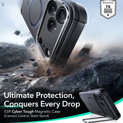Калъф MagSafe за Apple iPhone 17 Pro Max, ESR, Cyber Armor Kickstand, Черен