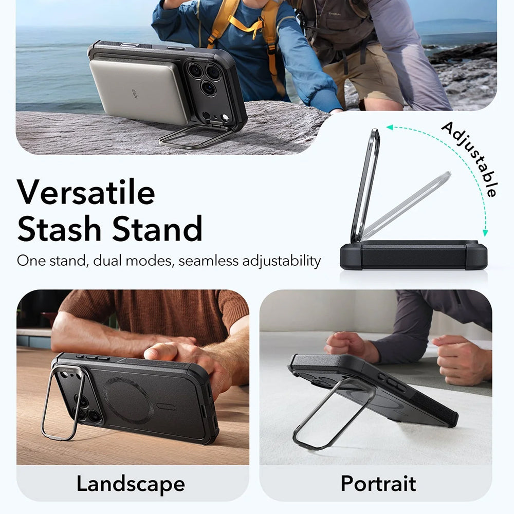 Калъф MagSafe за Apple iPhone 17 Pro Max, ESR, Cyber Armor Kickstand, Черен
