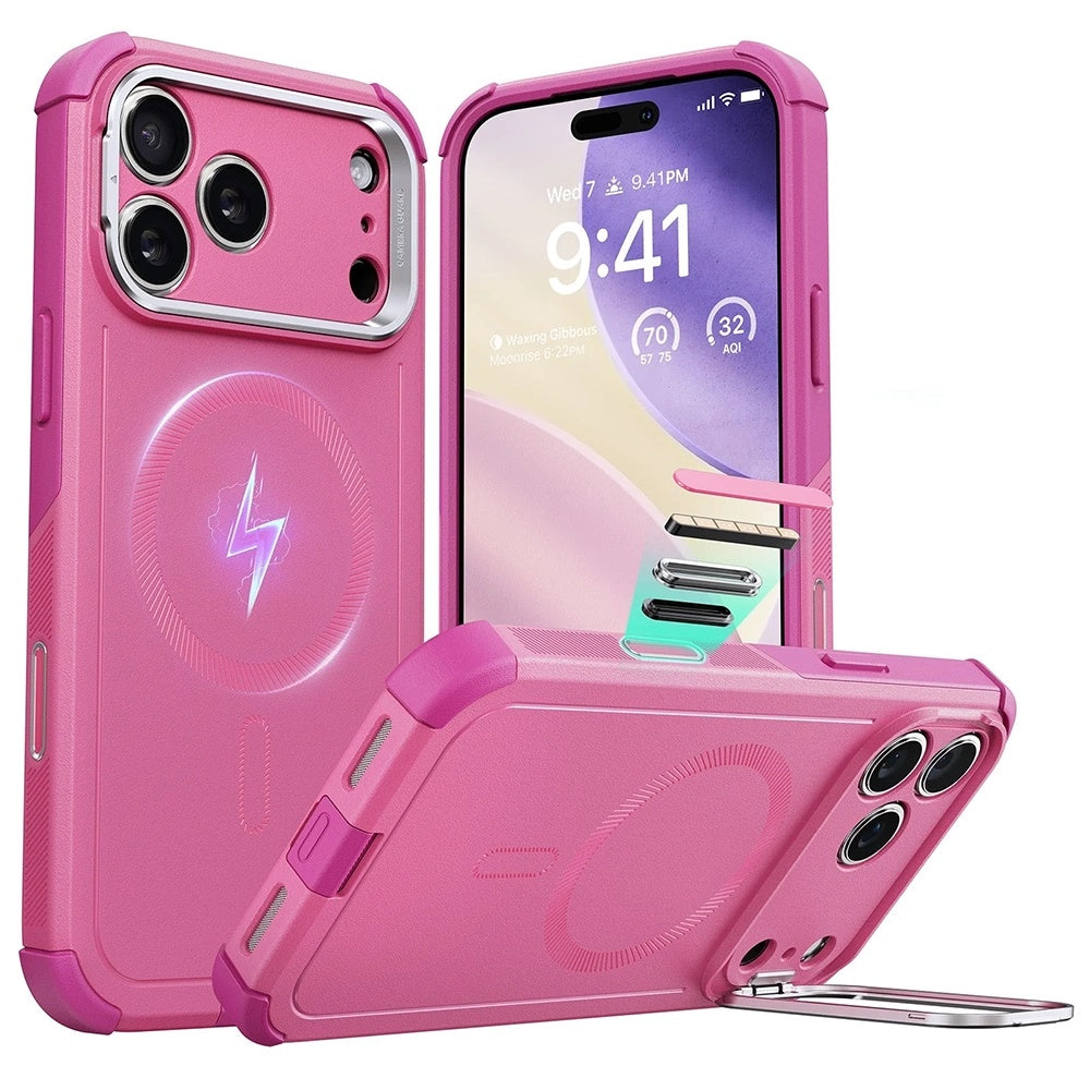 Калъф MagSafe за Apple iPhone 17 Pro Max, ESR, Cyber Armor Kickstand, Розов