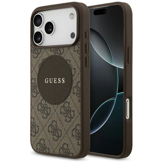 Калъф MagSafe за Apple iPhone 17 Pro Max, Guess, 4G Circle Classic Logo, Кафяв
