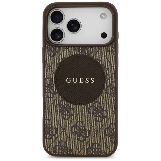 Калъф MagSafe за Apple iPhone 17 Pro Max, Guess, 4G Circle Classic Logo, Кафяв