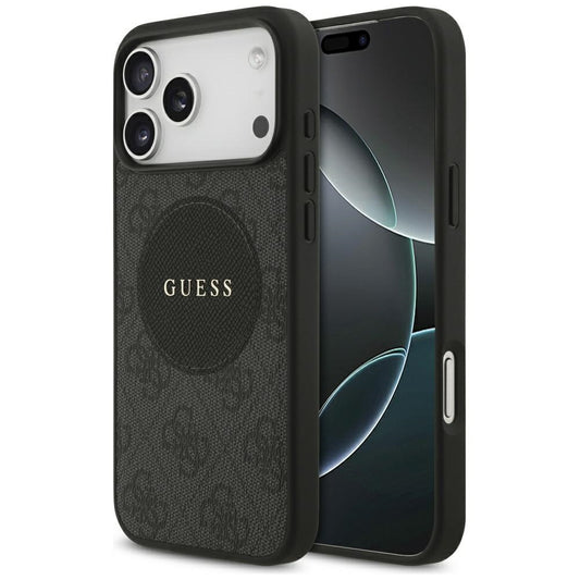 Калъф MagSafe за Apple iPhone 17 Pro Max, Guess, 4G Circle Classic Logo, Черен