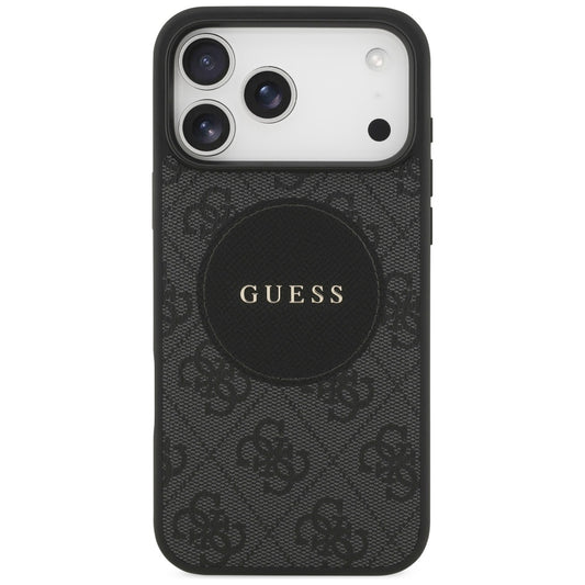 Калъф MagSafe за Apple iPhone 17 Pro Max, Guess, 4G Circle Classic Logo, Черен