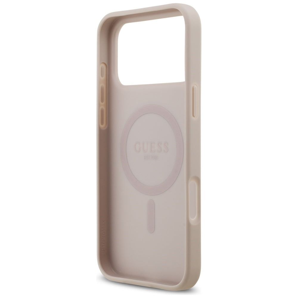 Калъф MagSafe за Apple iPhone 17 Pro Max, Guess, 4G Circle Classic Logo, Розов