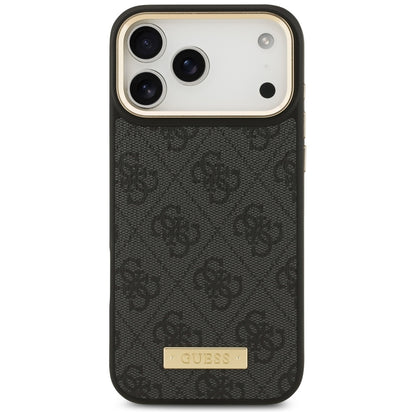 Калъф MagSafe за Apple iPhone 17 Pro Max, Guess, 4G Logo Plate, Черен